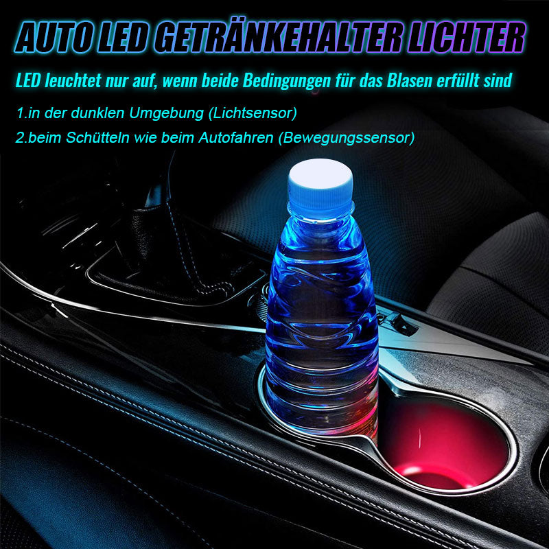 2 Stück LED-Auto-Untersetzer, Auto-Getränkehalter-Einsatz, mit 7 Farben,  leuchtender Auto-Untersetzer, USB-Aufladung, geeignet für Autozubehör für