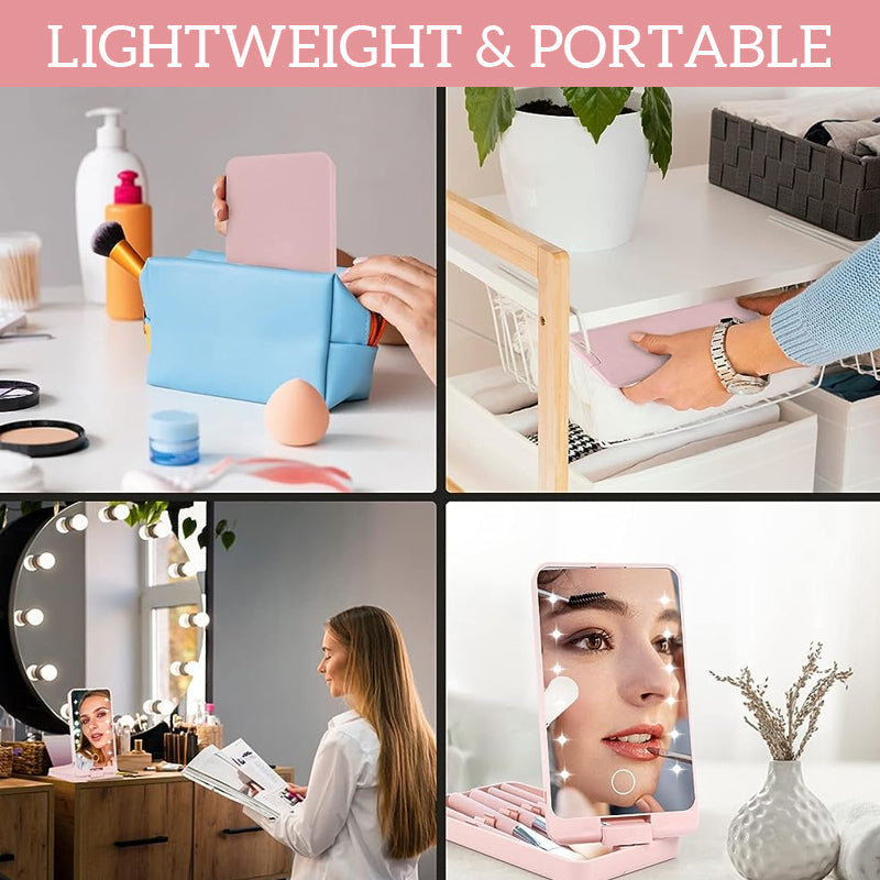 Drehbarer LED-Schminkbox-Klappspiegel